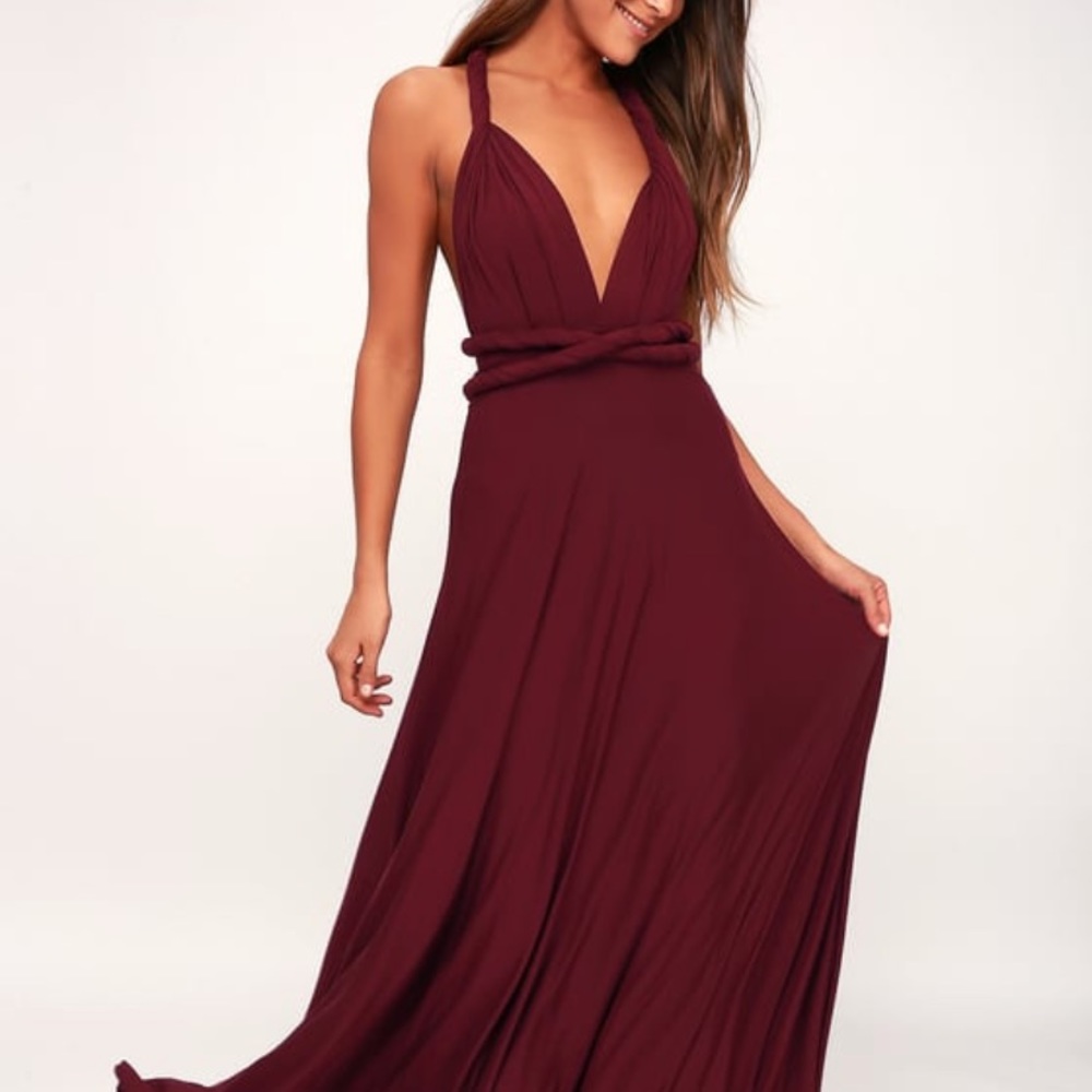 Lulu tricks of the trade burgundy maxi dress